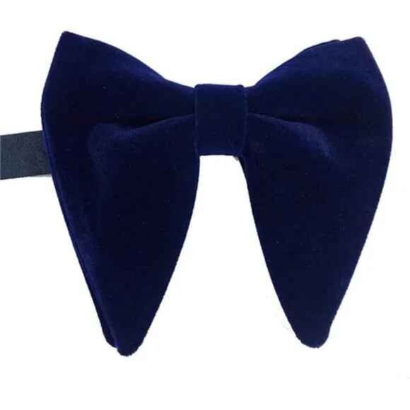Velvet Bow Ties for Men Set Dark Blue - Picture 2 of 5